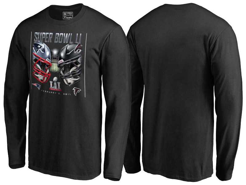 Falcons vs. Patriots Black Super Bowl LI Dueling Matchup Long Sleeve T-Shirt