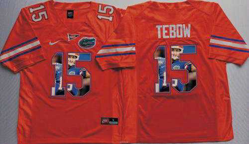 Florida Gators #15 Tim Tebow Orange Player Fashion Stitched NCAA Jersey