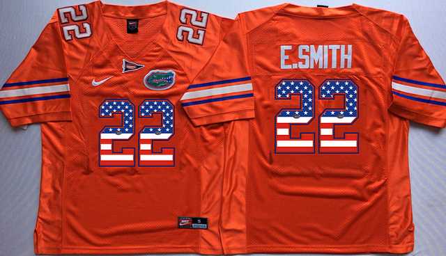 Florida Gators #22 Emmitt Smith Orange USA Flag College Jersey