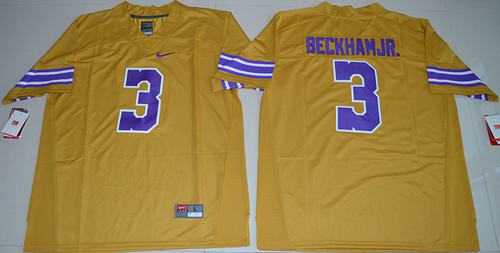 LSU Tigers #3 Odell Beckham Jr Gridiron Gold Limited Legend Stitched NCAA Jersey