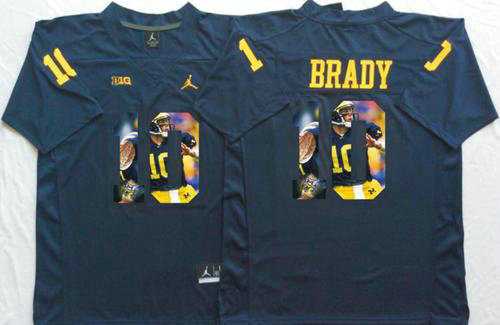 Michigan Wolverines #10 Tom Brady Navy Blue Player Fashion Stitched NCAA Jersey