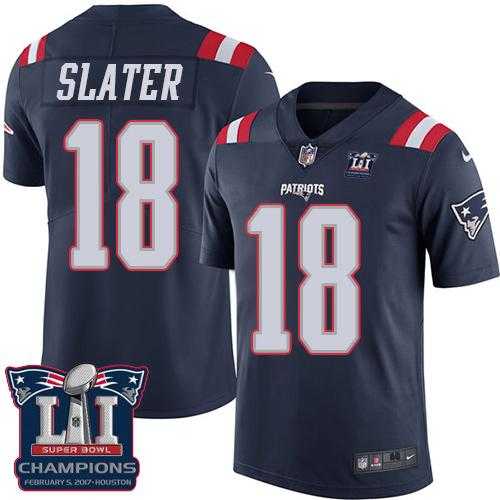 Nike New England Patriots #18 Matt Slater Navy Blue Super Bowl LI Champions Men's Stitched NFL Limited Rush Jersey