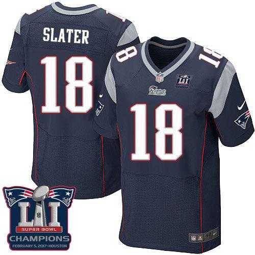 Nike New England Patriots #18 Matt Slater Navy Blue Team Color Super Bowl LI Champions Men's Stitched NFL Elite Jersey