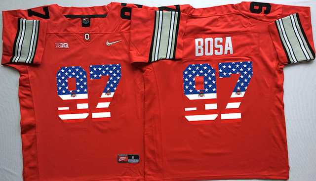 Ohio State Buckeyes #97 Joey Bosa Red USA Flag College Jersey