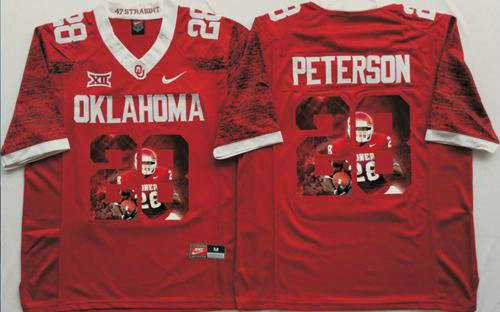 Oklahoma Sooners #28 Adrian Peterson Red Player Fashion Stitched NCAA Jersey