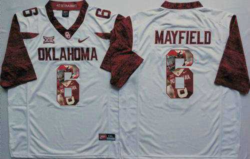 Oklahoma Sooners #6 Baker Mayfield White Player Fashion Stitched NCAA Jersey