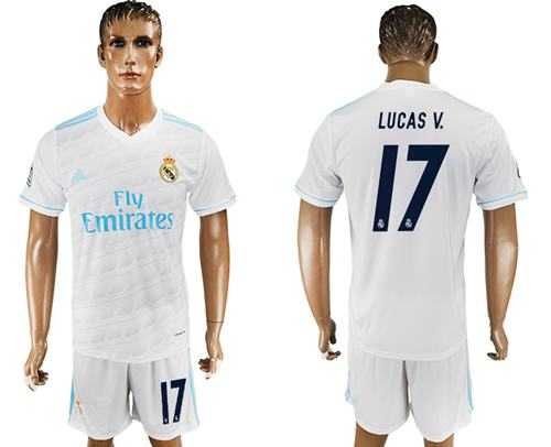 Real Madrid #17 Lucas V. White Home Soccer Club Jersey