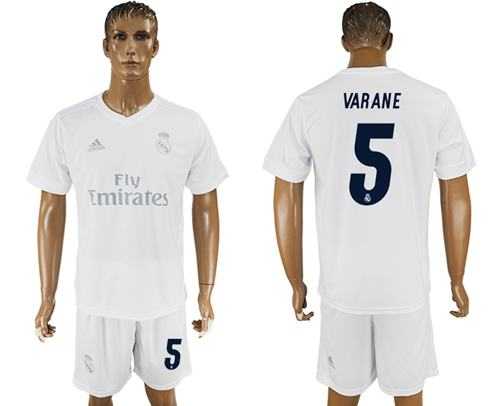 Real Madrid #5 Varane Marine Environmental Protection Home Soccer Club Jersey