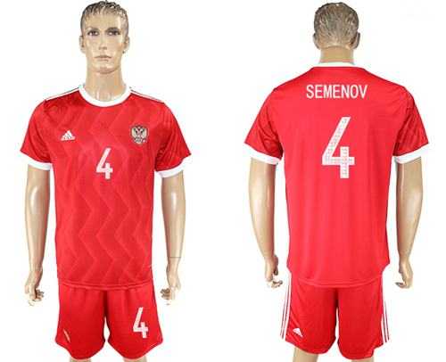 Russia #4 Semenov Federation Cup Home Soccer Country Jersey