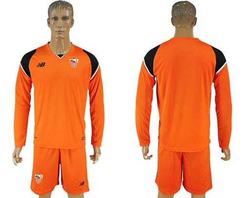 Sevilla Blank Orange Goalkeeper Long Sleeves Soccer Club Jersey