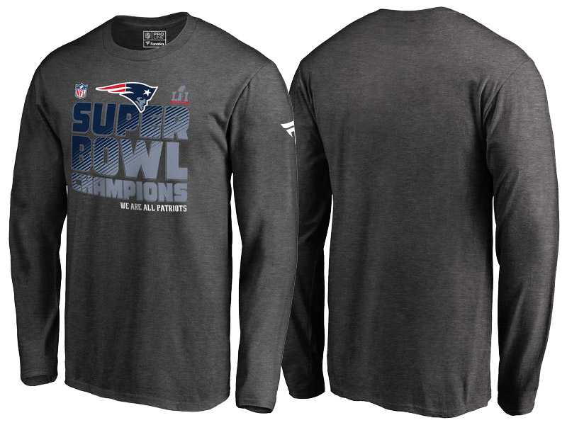 Super Bowl LI Champions New England Patriots Charcoal Trophy Collection Locker Room Long Sleeve T-Shirt