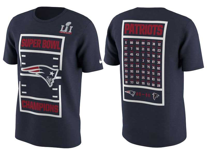 Super Bowl LI Champions New England Patriots Navy Celebration Roster T-Shirt