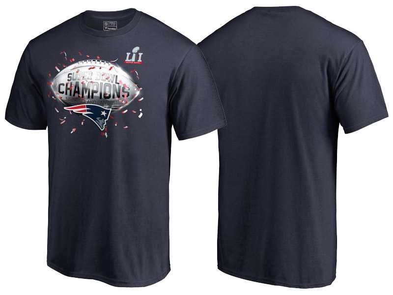 Super Bowl LI Champions New England Patriots Navy Confetti T-Shirt