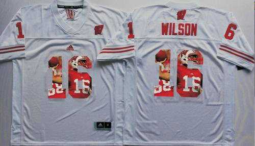 Wisconsin Badgers #16 Russell Wilson White Player Fashion Stitched NCAA Jersey