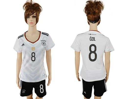 Women's Germany #8 Ozil White Home Soccer Country Jersey