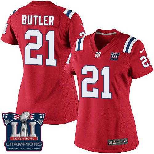 Women's Nike New England Patriots #21 Malcolm Butler Red Alternate Super Bowl LI Champions Stitched NFL Elite Jersey