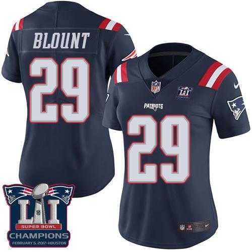 Women's Nike New England Patriots #29 LeGarrette Blount Navy Blue Super Bowl LI Champions Stitched NFL Limited Rush Jersey