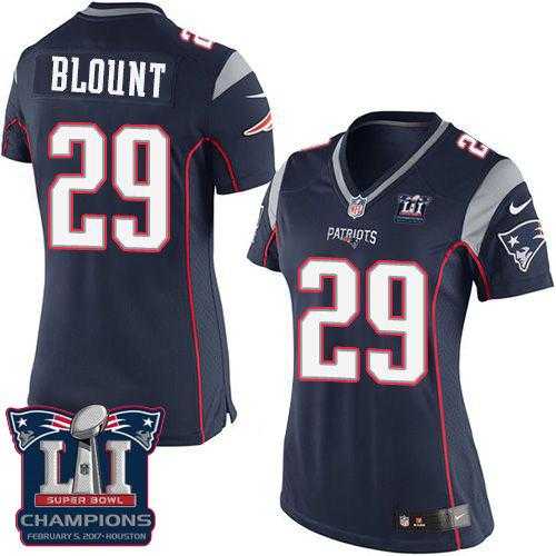 Women's Nike New England Patriots #29 LeGarrette Blount Navy Blue Team Color Super Bowl LI Champions Stitched NFL New Elite Jersey