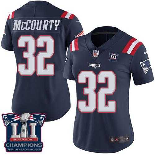 Women's Nike New England Patriots #32 Devin McCourty Navy Blue Super Bowl LI Champions Stitched NFL Limited Rush Jersey