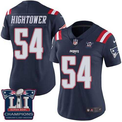 Women's Nike New England Patriots #54 Dont'a Hightower Navy Blue Super Bowl LI Champions Stitched NFL Limited Rush Jersey