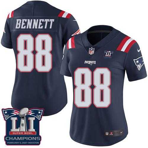 Women's Nike New England Patriots #88 Martellus Bennett Navy Blue Super Bowl LI Champions Stitched NFL Limited Rush Jersey