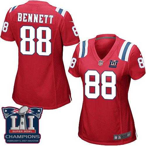 Women's Nike New England Patriots #88 Martellus Bennett Red Alternate Super Bowl LI Champions Stitched NFL Elite Jersey