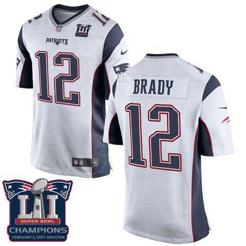 Youth Nike New England Patriots #12 Tom Brady White Super Bowl LI Champions Stitched NFL New Elite Jersey
