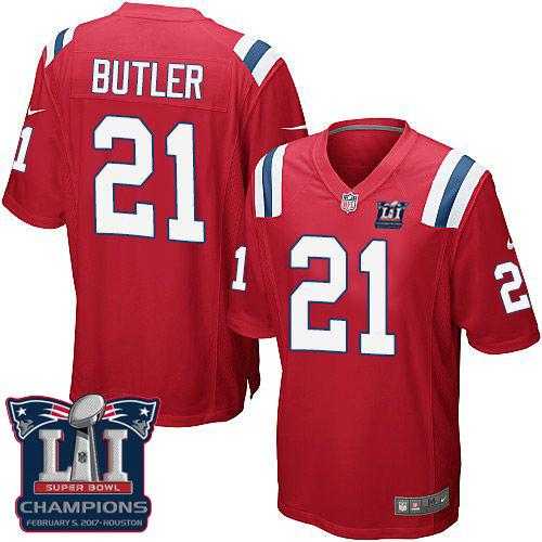 Youth Nike New England Patriots #21 Malcolm Butler Red Alternate Super Bowl LI Champions Stitched NFL Elite Jersey