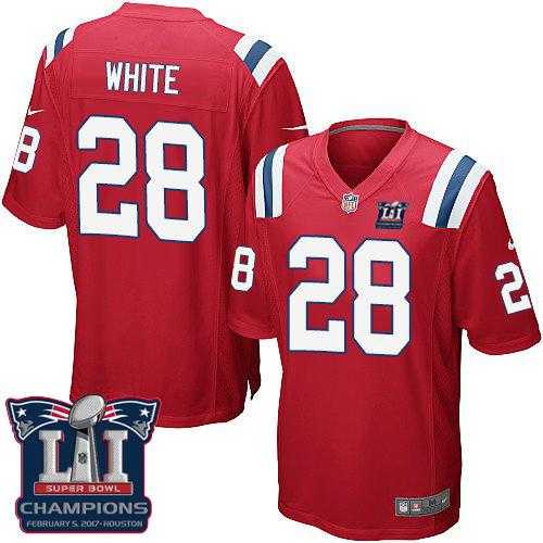 Youth Nike New England Patriots #28 James White Red Alternate Super Bowl LI Champions Stitched NFL Elite Jersey