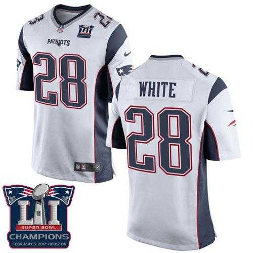 Youth Nike New England Patriots #28 James White White Super Bowl LI Champions Stitched NFL New Elite Jersey