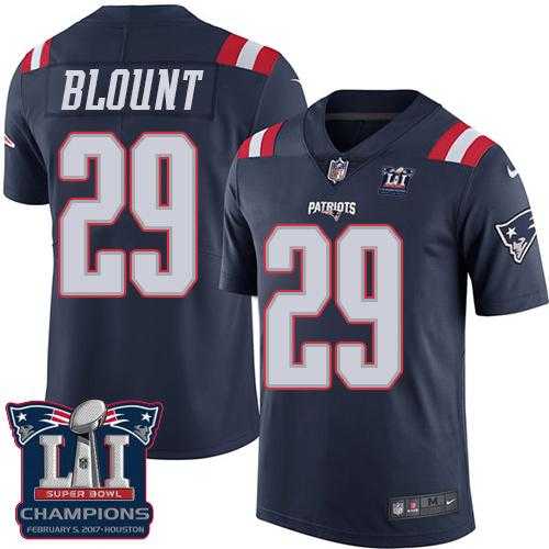 Youth Nike New England Patriots #29 LeGarrette Blount Navy Blue Super Bowl LI Champions Stitched NFL Limited Rush Jersey
