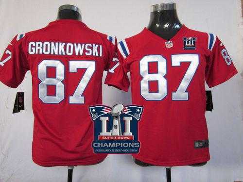 Youth Nike New England Patriots #87 Rob Gronkowski Red Alternate Super Bowl LI Champions Stitched NFL Elite Jersey