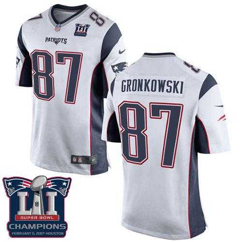 Youth Nike New England Patriots #87 Rob Gronkowski White Super Bowl LI Champions Stitched NFL New Elite Jersey