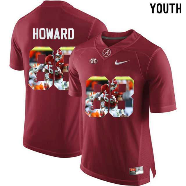 Alabama Crimson Tide #88 O.J. Howard Red With Portrait Print Youth College Football Jersey3