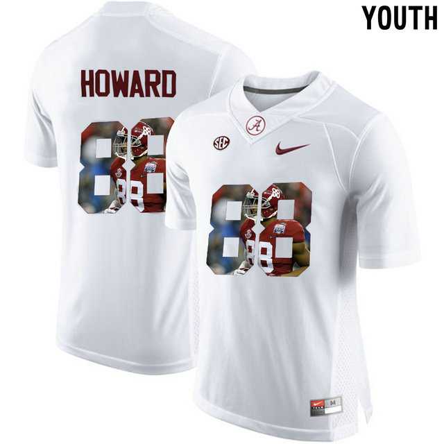 Alabama Crimson Tide #88 O.J. Howard White With Portrait Print Youth College Football Jersey