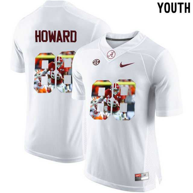 Alabama Crimson Tide #88 O.J. Howard White With Portrait Print Youth College Football Jersey2