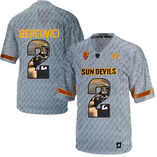 Arizona State Sun Devils #2 Mike Bercovici Gray Team Logo Print College Football Jersey4