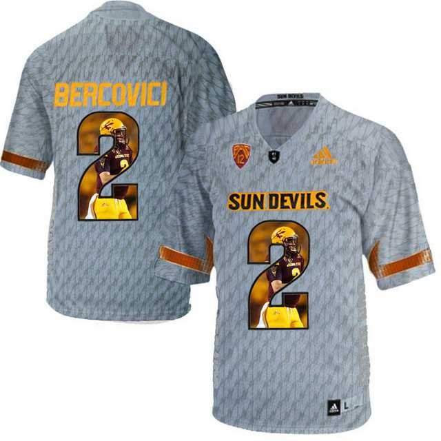 Arizona State Sun Devils #2 Mike Bercovici Gray Team Logo Print College Football Jersey8