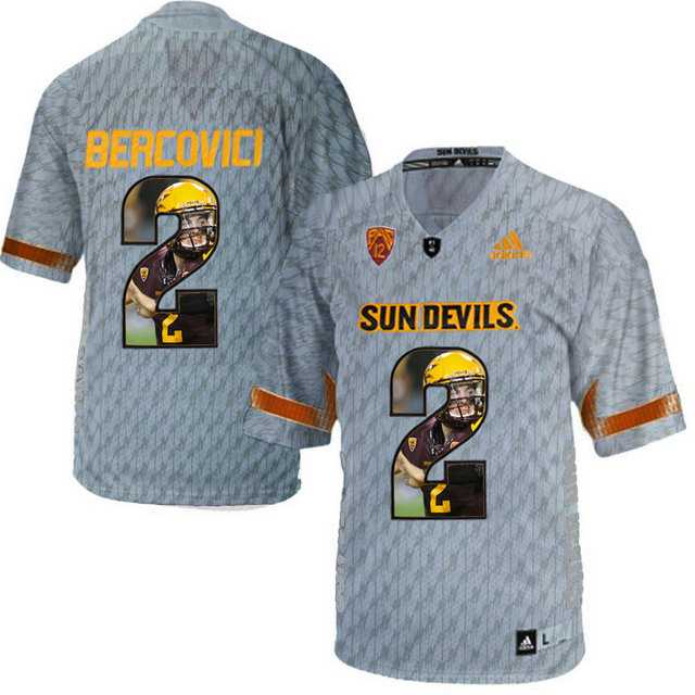 Arizona State Sun Devils #2 Mike Bercovici Gray Team Logo Print College Football Jersey9