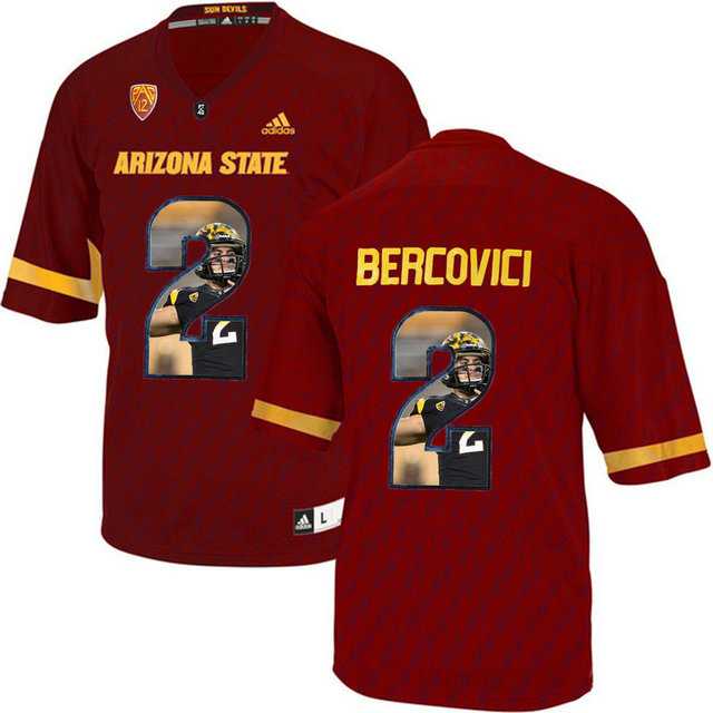 Arizona State Sun Devils #2 Mike Bercovici Red Team Logo Print College Football Jersey7