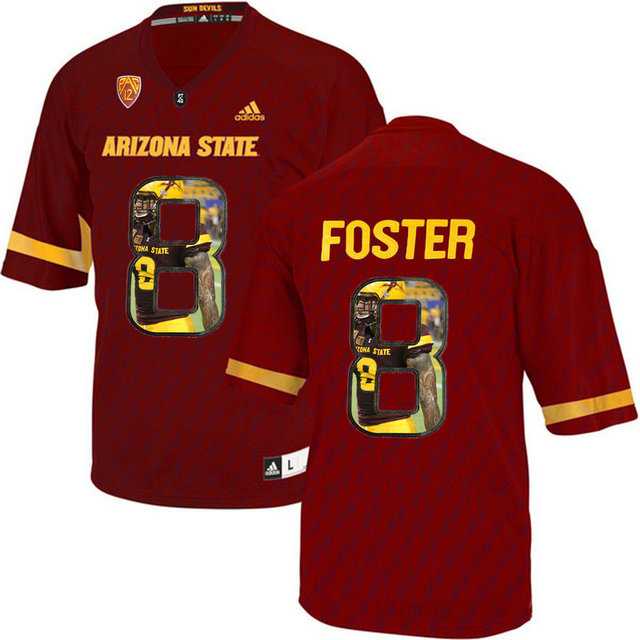 Arizona State Sun Devils #8 D.J. Foster Red Team Logo Print College Football Jersey3