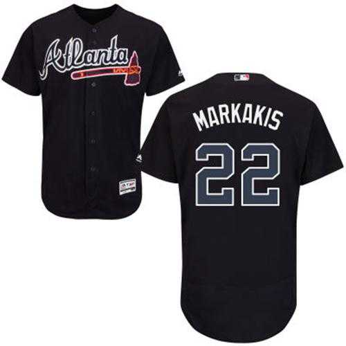 Atlanta Braves #22 Nick Markakis Navy Blue Flexbase Authentic Collection Stitched MLB Jersey