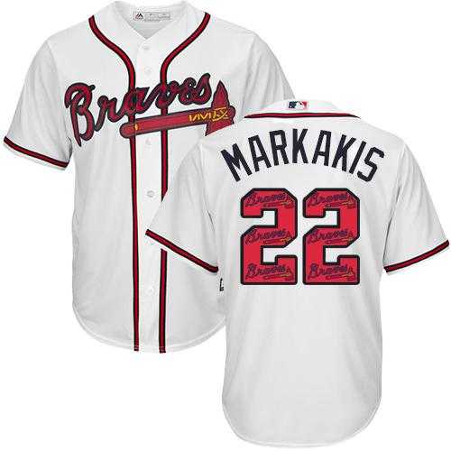 Atlanta Braves #22 Nick Markakis White Team Logo Fashion Stitched MLB Jersey