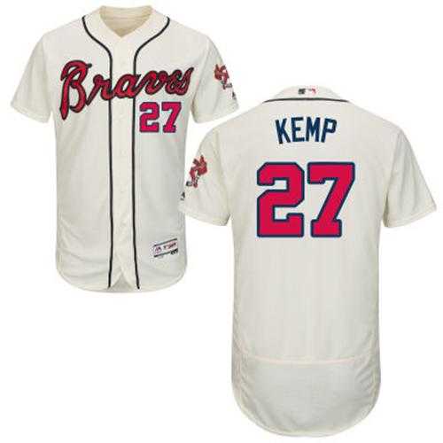 Atlanta Braves #27 Matt Kemp Cream Flexbase Authentic Collection Stitched MLB Jersey