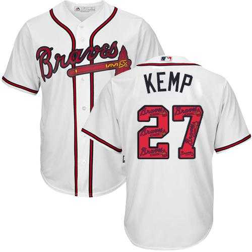 Atlanta Braves #27 Matt Kemp White Team Logo Fashion Stitched MLB Jersey