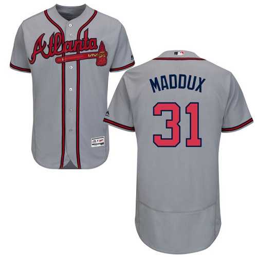 Atlanta Braves #31 Greg Maddux Grey Flexbase Authentic Collection Stitched MLB Jersey