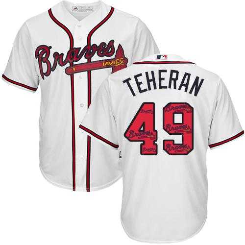 Atlanta Braves #49 Julio Teheran White Team Logo Fashion Stitched MLB Jersey