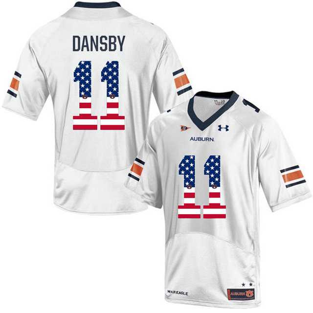 Auburn Tigers #11 Karlos Dansby White USA Flag College Football Jersey