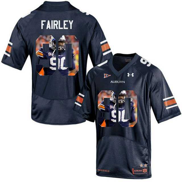 Auburn Tigers #90 Nick Fairley Navy With Portrait Print College Football Jersey4