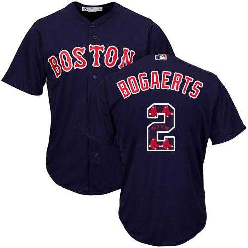 Boston Red Sox #2 Xander Bogaerts Navy Blue Team Logo Fashion Stitched MLB Jersey